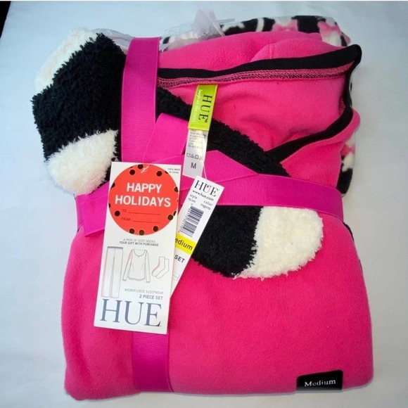 Black and Pink Cat Graphic Fleece Sleepwear PJS * - Picture 4 of 4